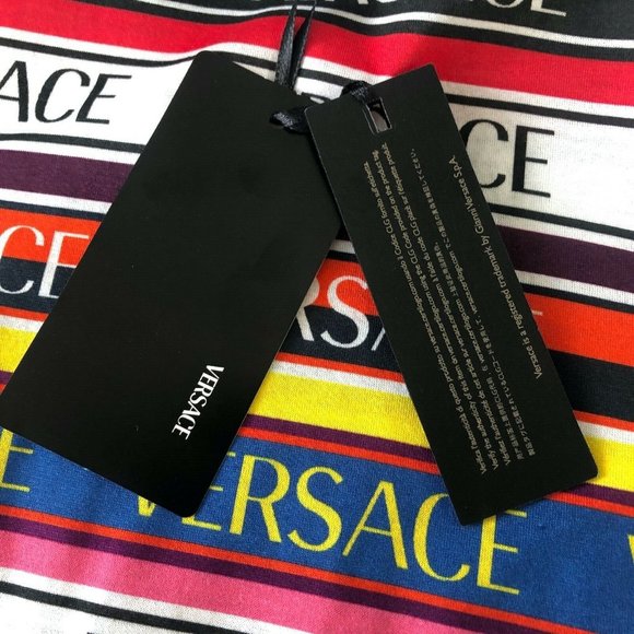 Authentic Versace Multicolor Logo T-Shirt Designer 42 MSRP $695 NEW w/ TAGS - Picture 7 of 10